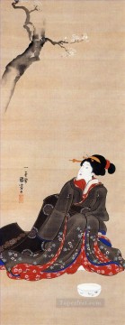  under - woman seated under a cherry blossoms Utagawa Kuniyoshi Ukiyo e